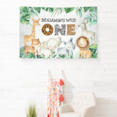 サファリワイルドワン誕生日ライオンライオンエレファントキリンBan 横断幕 (インサイチュ)