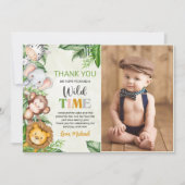 サファリワイルドワン誕生日写真 サンキューカード (正面)