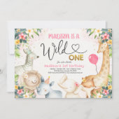 サファリワイルドワン誕生日招待状ワイルドワンパーティー 招待状 (正面)