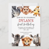 サファリワイルドワン誕生日招待状 招待状 (正面)