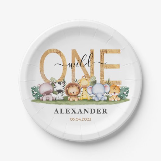 サファリワイルドワン誕生日紙プレート ペーパープレート (正面)