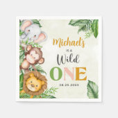 サファリワイルドワン誕生日 スタンダードカクテルナプキン (正面)