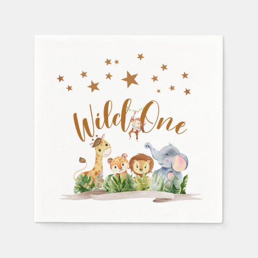 サファリワイルドワン誕生日 スタンダードカクテルナプキン (正面)