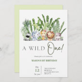 サファリワイルドワン誕生日 招待状 (正面/裏面)