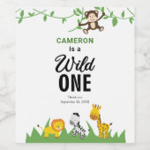 サファリワイルドワン1歳の誕生日かわいいかわいい ワインラベル (シングルラベル)