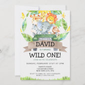 サファリワイルドワン1歳の誕生日パーティー 招待状 (正面)