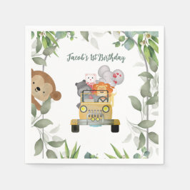サファリワイルドワン1歳の誕生日ボーイ スタンダードカクテルナプキン