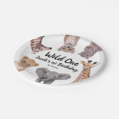 サファリワイルドワン1歳の誕生日ボーイ ペーパープレート (アングル)