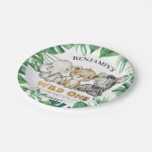 サファリワイルドワン1歳の誕生日ライオンゼブラゾウ ペーパープレート (アングル)