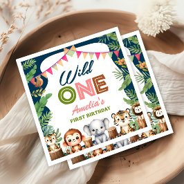 サファリワイルドワン1歳の誕生日 スタンダードカクテルナプキン