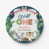 サファリワイルドワン1歳の誕生日 ペーパープレート (正面)