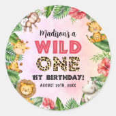 サファリワイルドワン1歳の誕生日 ラウンドシール (正面)