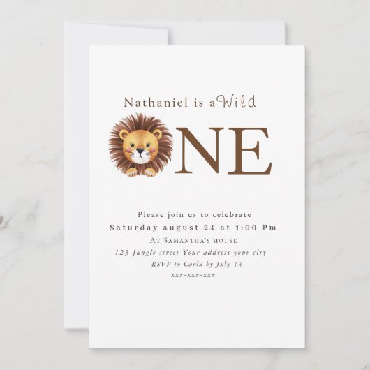 サファリワイルドワン1歳の誕生日 招待状 (正面)