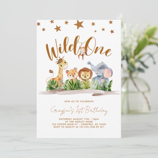 サファリワイルドワン1歳の誕生日 招待状 (スタンド正面)