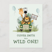 サファリワイルドワン1歳パーティの招待状 ポストカード (正面)