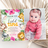 サファリワイルドワン1stガール誕生日写真 サンキューカード