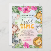 サファリワイルドワン1stガール誕生日 サンキューカード (正面)