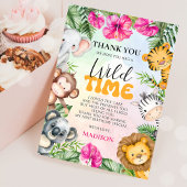 サファリワイルドワン1stガール誕生日 サンキューカード