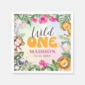 サファリワイルドワン1stガール誕生日 スタンダードカクテルナプキン (正面)