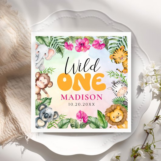 サファリワイルドワン1stガール誕生日 スタンダードカクテルナプキン