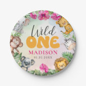 サファリワイルドワン1stガール誕生日 ペーパープレート (正面)