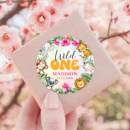サファリワイルドワン1stガール誕生日 ラウンドシール