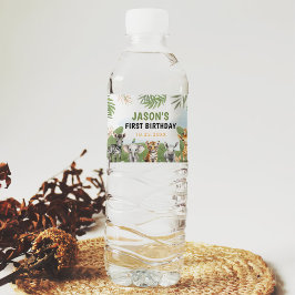 サファリワイルドワン1stボーイ誕生日 ペットボトルラベル