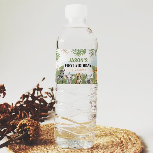 サファリワイルドワン1stボーイ誕生日 ペットボトルラベル