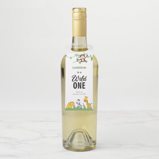 サファリワイルドワン1st誕生日かわいいかわいいカスタム ボトルネックタグ (ボトル)