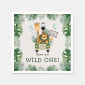 サファリワイルドワン1st誕生日パーティーペーパーナプキン スタンダードカクテルナプキン (正面)