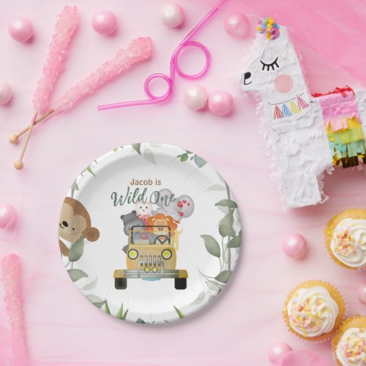 サファリワイルドワン1st誕生日パーティーボーイ ペーパープレート (パーティー)