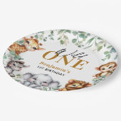 サファリワイルドワン |ジャングル動物の誕生日 ペーパープレート (アングル)