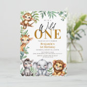 サファリワイルドワン |ジャングル動物の誕生日 招待状 (スタンド正面)