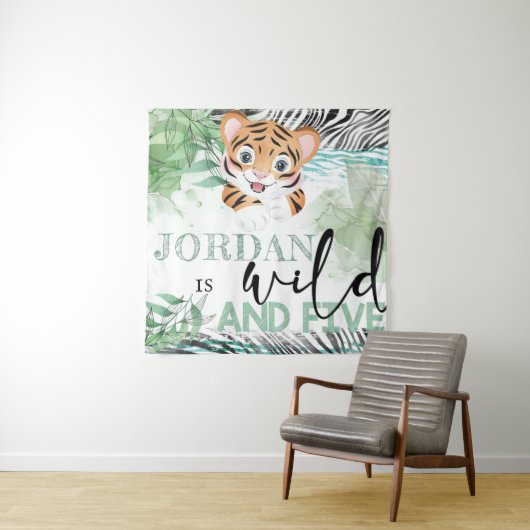 サファリワイルド5t誕生日ライオンタペストリパーソナライズされたー タペストリー (インサイチュ)