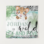 サファリワイルド5t誕生日ライオンタペストリパーソナライズされたー タペストリー (正面)