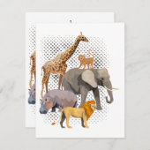 サファリ分隊アフリカのサファリ動物おもしろい動物園のアニメーション エンクロージャーカード (正面/裏面)