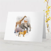 サファリ分隊アフリカのサファリ動物おもしろい動物園のアニメーション カード (黄色い花)