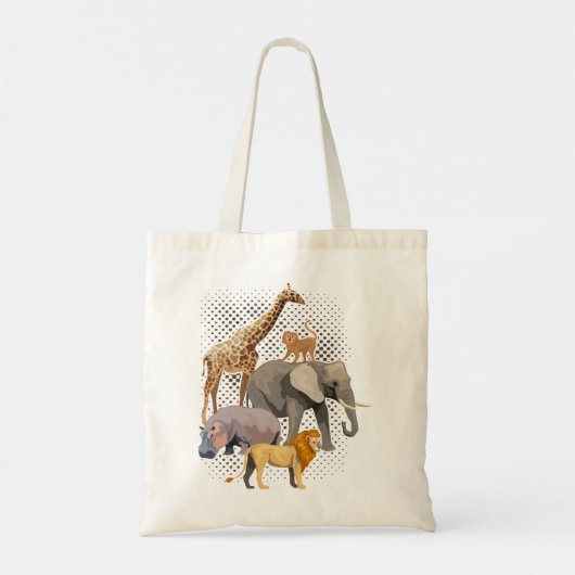 サファリ分隊アフリカのサファリ動物おもしろい動物園のアニメーション トートバッグ (裏面)