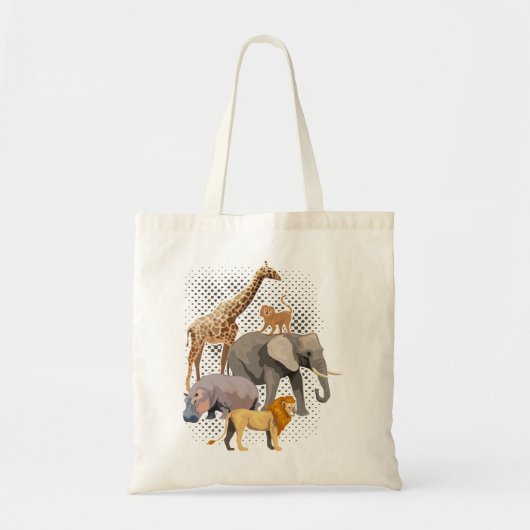 サファリ分隊アフリカのサファリ動物おもしろい動物園のアニメーション トートバッグ (正面)