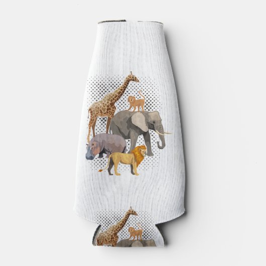 サファリ分隊アフリカのサファリ動物おもしろい動物園のアニメーション ボトルクーラー (正面)