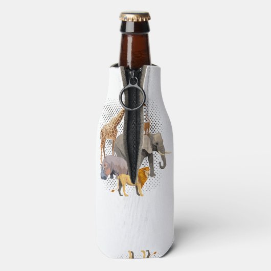 サファリ分隊アフリカのサファリ動物おもしろい動物園のアニメーション ボトルクーラー (ボトル裏面)