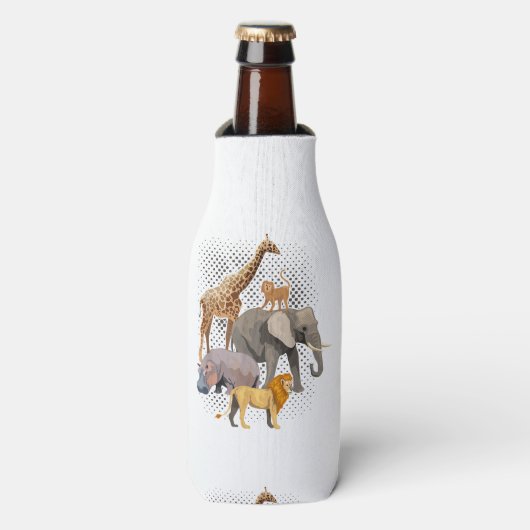 サファリ分隊アフリカのサファリ動物おもしろい動物園のアニメーション ボトルクーラー (ボトル正面)