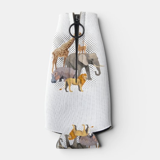 サファリ分隊アフリカのサファリ動物おもしろい動物園のアニメーション ボトルクーラー (裏面)