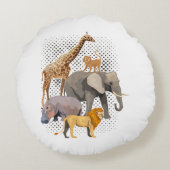 サファリ分隊アフリカのサファリ動物おもしろい動物園のアニメーション ラウンドクッション (裏面)