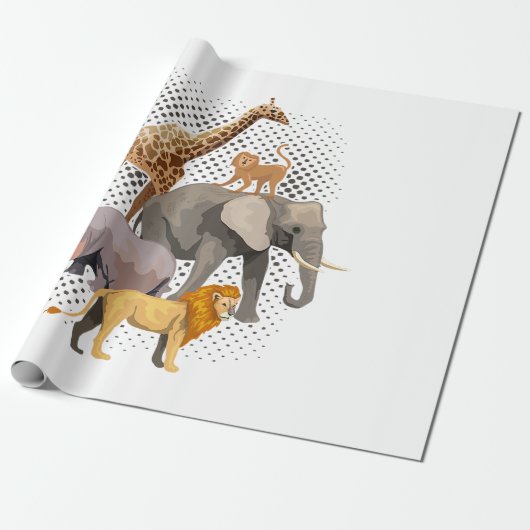 サファリ分隊アフリカのサファリ動物おもしろい動物園のアニメーション ラッピングペーパー (アンロールド)