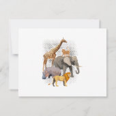 サファリ分隊アフリカのサファリ動物おもしろい動物園のアニメーション 出欠カード (裏面)