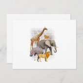 サファリ分隊アフリカのサファリ動物おもしろい動物園のアニメーション 出欠カード (正面/裏面)