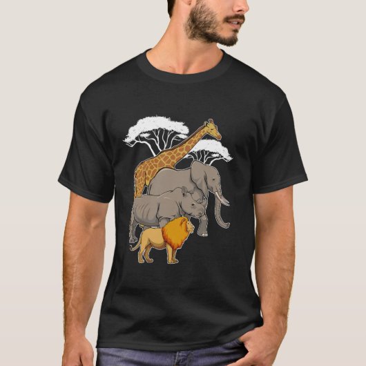 サファリ分隊アフリカ動物おもしろい動物動物園野生動物広告 Tシャツ (正面)