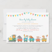 サファリ列車&バントかわいいドライブバイベビーシャワー 招待状 (正面)