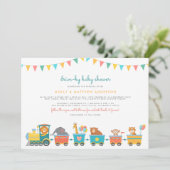 サファリ列車&バントかわいいドライブバイベビーシャワー 招待状 (スタンド正面)